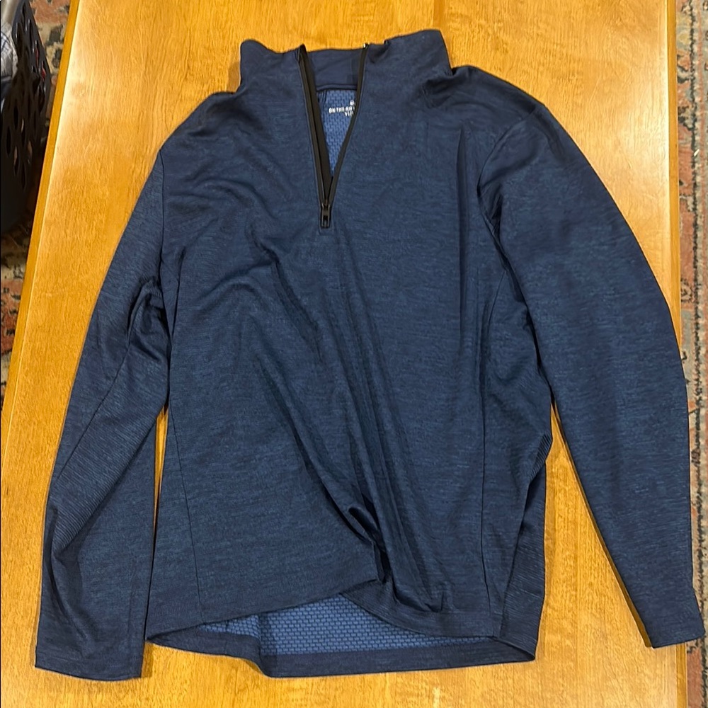 Vineyard Vines Large Polyester Navy Blue Quarter Zip Athletic Wear